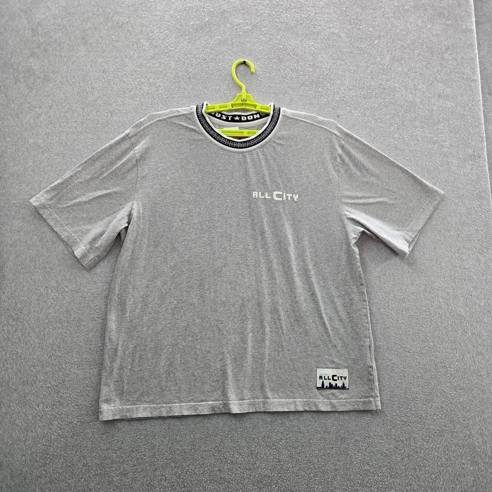 Just Don Men Shirt XL Gray Text Logo Short Sleeve All City